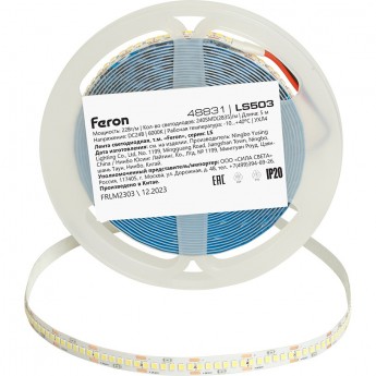 Лента светодиодная LS503 240SMD(2835)/м 22Вт/м 24V 5000*10*1.22мм 6000К, IP20 FERON