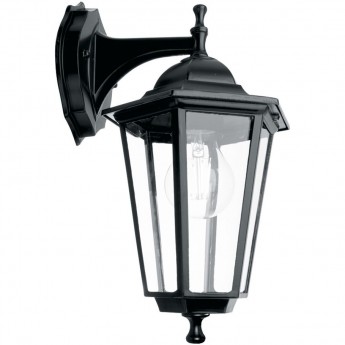 Светильник садово-парковый FERON 6102/PL6102 шестигранный на стену вниз 60W E27 230V, черный