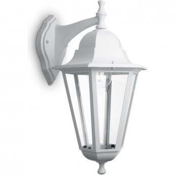 Светильник садово-парковый FERON 6202/PL6202 шестигранный на стену вниз 100W E27 230V, белый