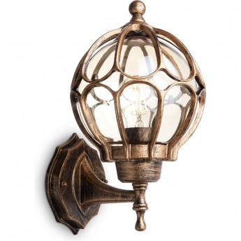 Светильник садово-парковый FERON PL3701 круглый на стену вверх 60W 230V E27, черное золото