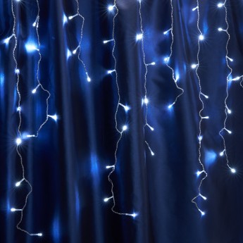 Светодиодная гирлянда FERON CL22 бахрома,статичная, 4,5м*0,7м + 3м 230V синий c питанием от сети, прозрачный шнур