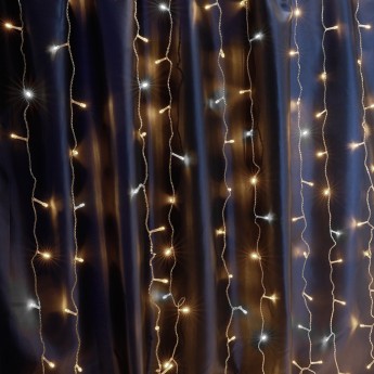 Светодиодная гирлянда FERON CL24 занавес 3*3м + 3м 230V 2700К ,c питанием от сети, эффектом стробов, прозрачный шнур